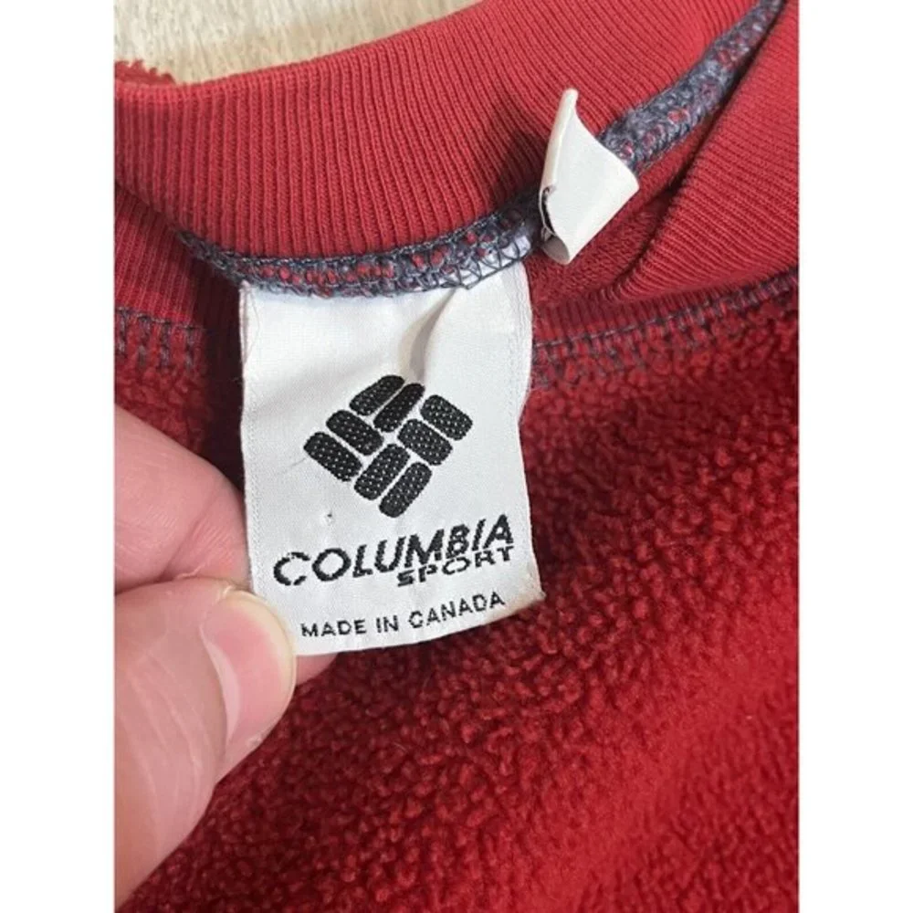 Columbia Embroidered Logo Fleece Pullover Sweater Vtg 90s Made in‎ Canada